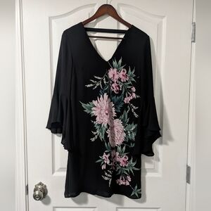 Le Chateau Floral Black Women's Midi Dress